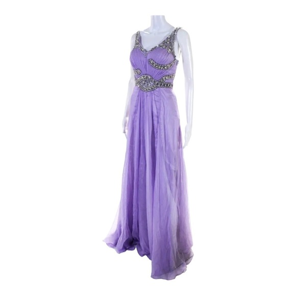 NWT SHERRI HILL 3896 Lavender Purple Rhinestone Embellished Maxi Gown Size 00 - Picture 6 of 9